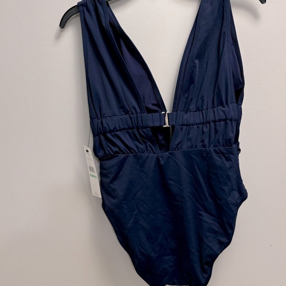 Carmen Marc Valvo Womens Size 8 Plunge-Neck Ruched One-Piece Swimsuit - Picture 12 of 13